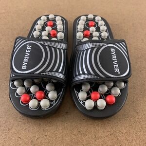 BYRIVER Small (W 7-8.5 M 6-6.5) Black Acupuncture Massage Slide Sandals New